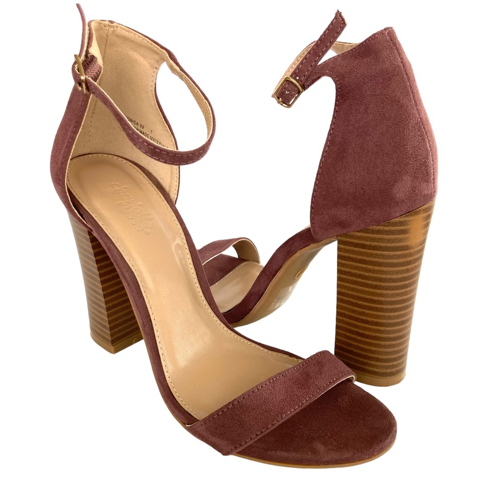 Charlotte Russe strappy block heels with ankle strap, Sz 7